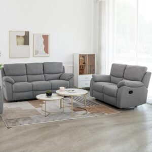 Norway Fabric Recliner 3+2 Seater Sofa Set In Grey