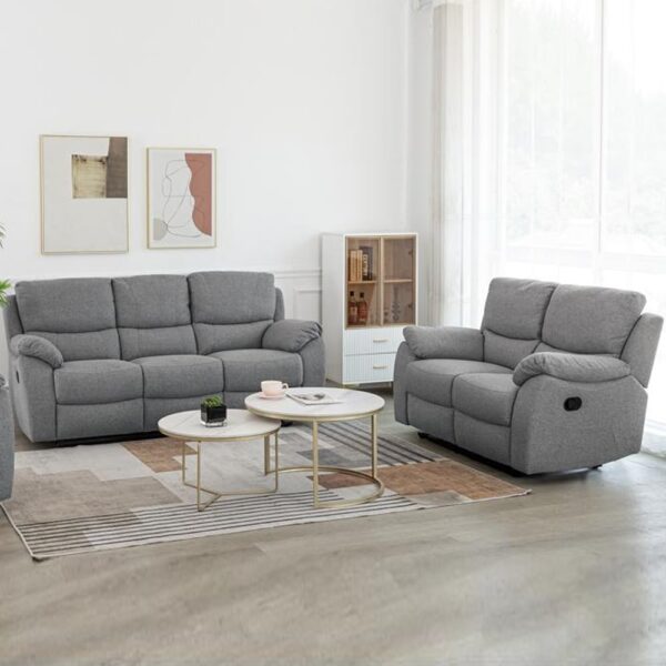 Norway Fabric Recliner 3+2 Seater Sofa Set In Grey