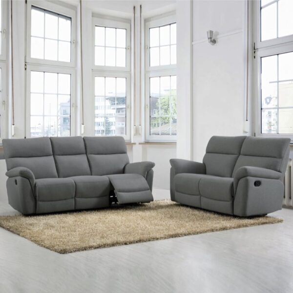Payson Fabric Recliner 3+2 Seater Sofa Set In Anthracite