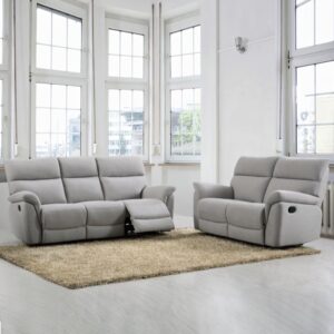 Payson Fabric Recliner 3+2 Seater Sofa Set In Ash