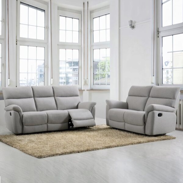 Payson Fabric Recliner 3+2 Seater Sofa Set In Ash