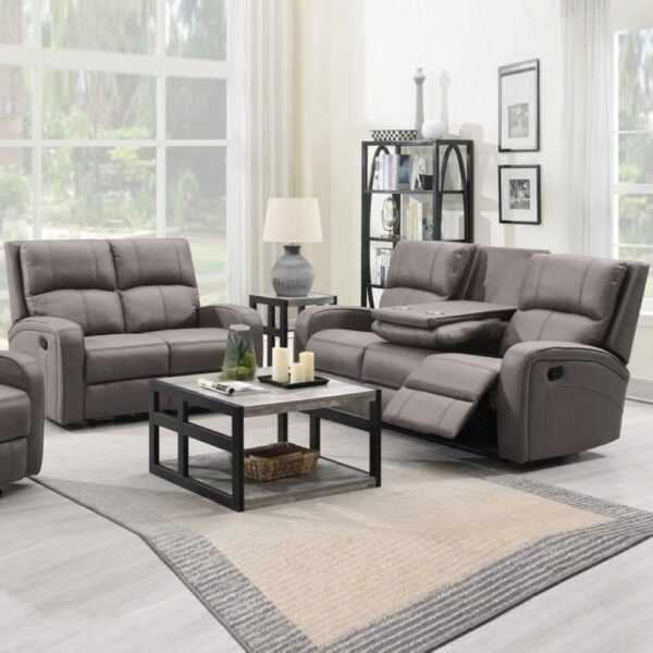 Seoul Fabric Recliner 3+2 Seater Sofa Set In Taupe