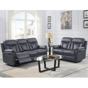 Vallejo Fabric Recliner 3+2 Seater Sofa Set In Dark Grey