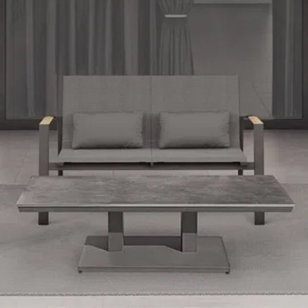 Almont Polyester Garden 2 Seater Sofa In Charcoal And Carbon