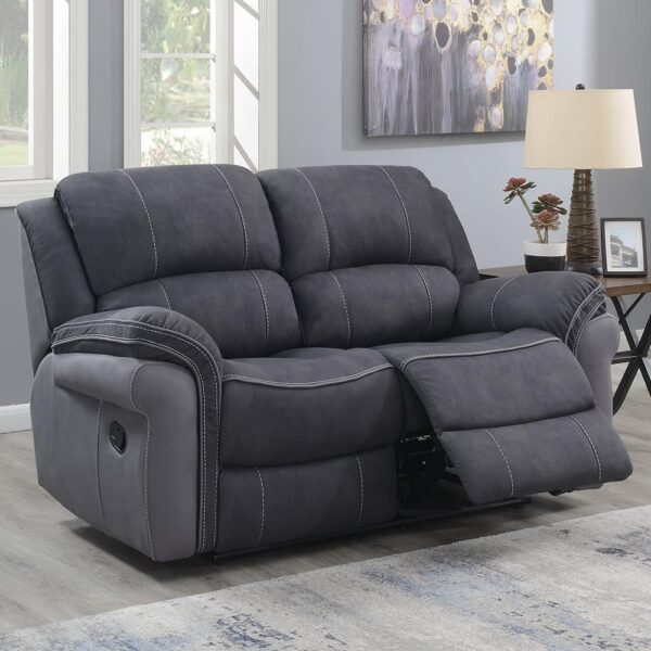 Kiel Fabric Recliner 2 Seater Sofa In Charcoal And Grey