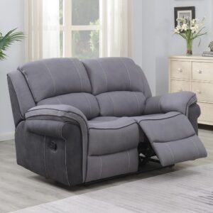 Kiel Fabric Recliner 2 Seater Sofa In Grey And Charcoal