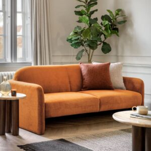 Majuro Fabric 3 Seater Sofa In Amber