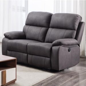 Sault Fabric Electric Recliner 2 Seater Sofa In Dark Grey