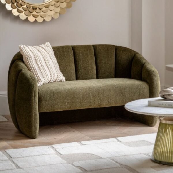 Ascoli Fabric 2 Seater Sofa In Moss Green