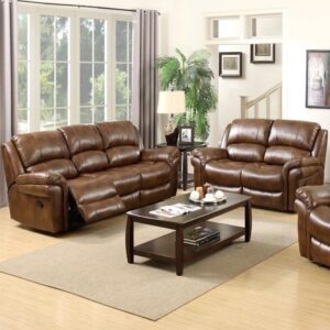Claton Leather Recliner 3+2 Seater Sofa Set In Tan