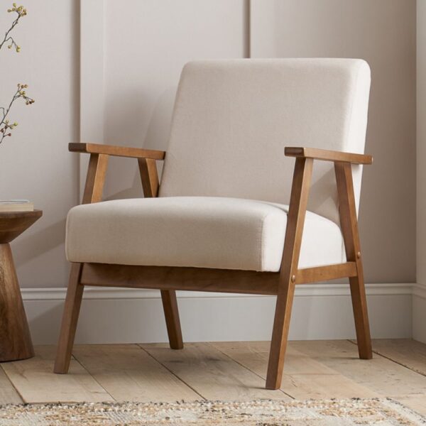 Eustis Fabric Armchair With Wooden Frame In Oak