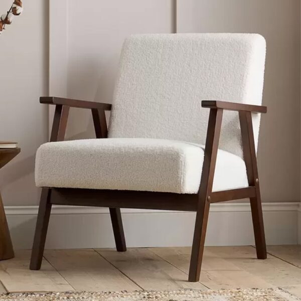 Eustis Fabric Armchair With Wooden Frame In Walnut