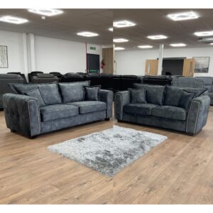 Sevilla Fabric 3+2 Seater Sofa Set In Charcoal Black