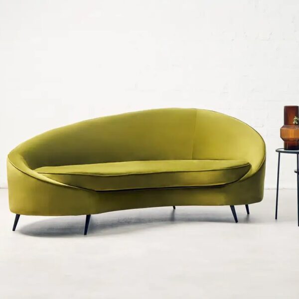 Hearne Velvet 3 Seater Sofa In Olive