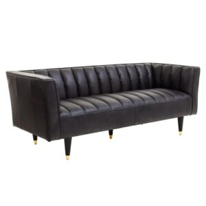 Kalispell Leather 3 Seater Sofa In Black