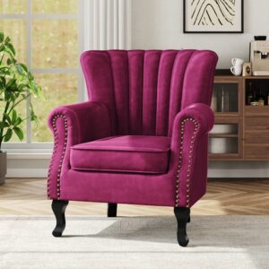Luxurious Button Armchair with Toss Pillow