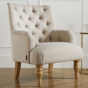 Padston Fabric Lounge Armchair In Wheat