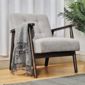 Solid Wooden Frame Upholstered Tufted Armchair