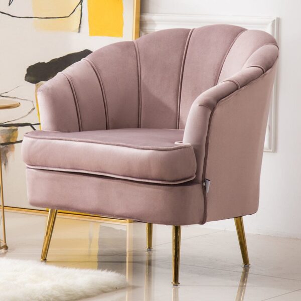 Velvet Noble Armchair with Gold Metal Legs