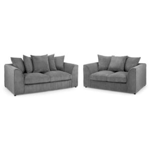 Hyeres Fabric 3+2 Seater Sofa Set In Grey