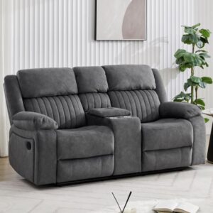Martinez Fabric Recliner 2 Seater Sofa With Console In Slate Grey