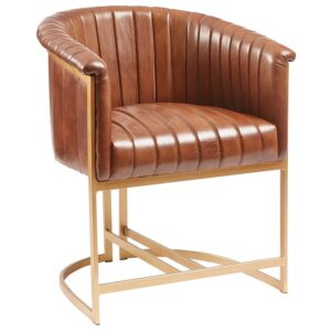 Medinah Genuine Leather Armchair In Pecan Brown