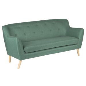 Shawnee Fabric 3 Seater Sofa With Oak Legs In Ocean Green