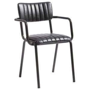 Toulouse Faux Leather Stacking Armchair In Vintage Black
