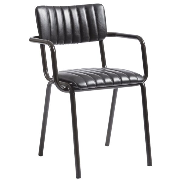 Toulouse Faux Leather Stacking Armchair In Vintage Black