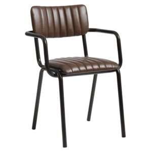 Toulouse Faux Leather Stacking Armchair In Vintage Brown