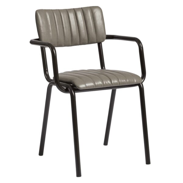 Toulouse Faux Leather Stacking Armchair In Vintage Dark Grey