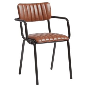 Toulouse Faux Leather Stacking Armchair In Vintage Tan
