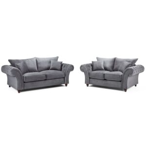 Winnsboro Fabric 3+2 Seater Sofa Set In Grey