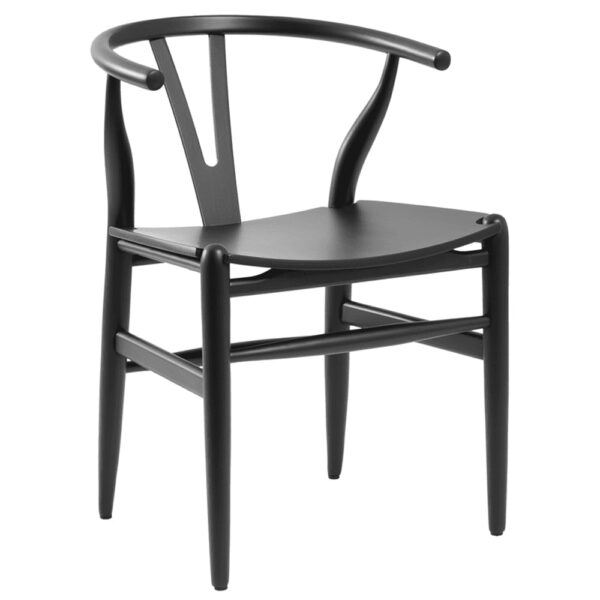 Winona Solid Beech Wood Armchair In Satin Black