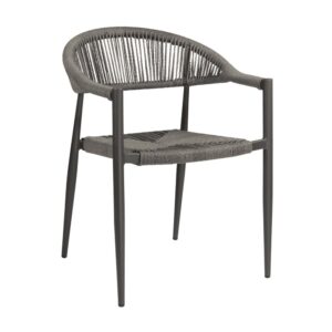 Alamosa Rattan Armchair With Aluminium Frame In Dark Grey