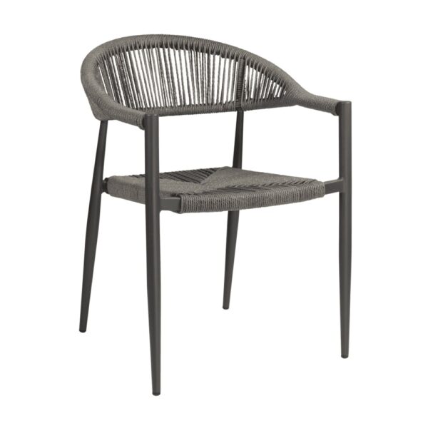 Alamosa Rattan Armchair With Aluminium Frame In Dark Grey