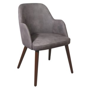 Avelay Faux Leather Bedroom Armchair In Steel Grey Vintage Elegance