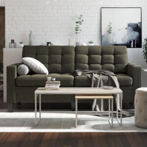 Bowies Fabric 2 Seater Sofa With Black Legs In Grey