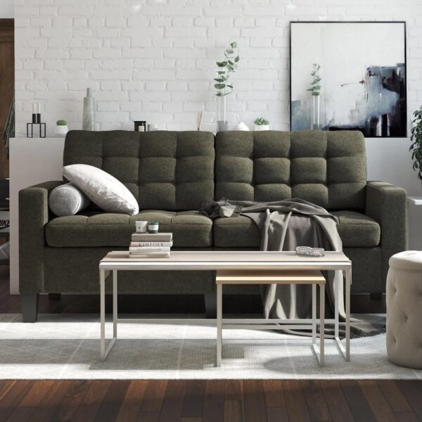 Bowies Fabric 2 Seater Sofa With Black Legs In Grey
