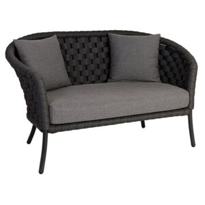 Crod Fabric Garden 2 Seater Sofa With Cushion In Dark Grey