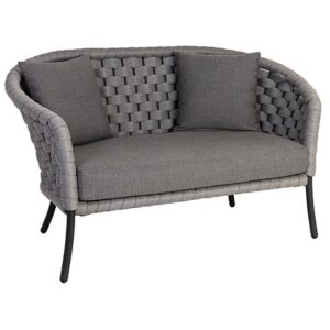 Crod Fabric Garden 2 Seater Sofa With Cushion In Light Grey