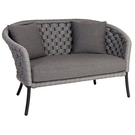 Crod Fabric Garden 2 Seater Sofa With Cushion In Light Grey