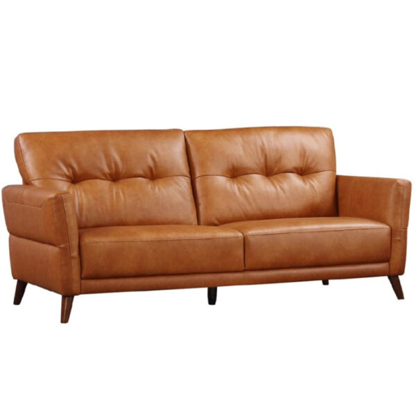 Celina Leather 3 Seater Sofa With Tapered Legs In Tan