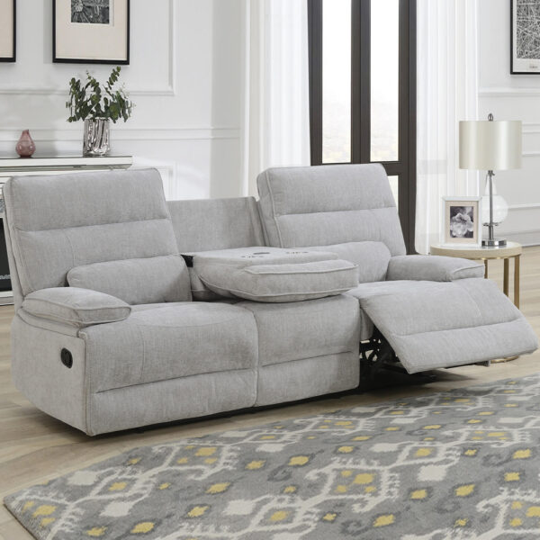 Encino Fabric Recliner 3 Seater Sofa In Grey