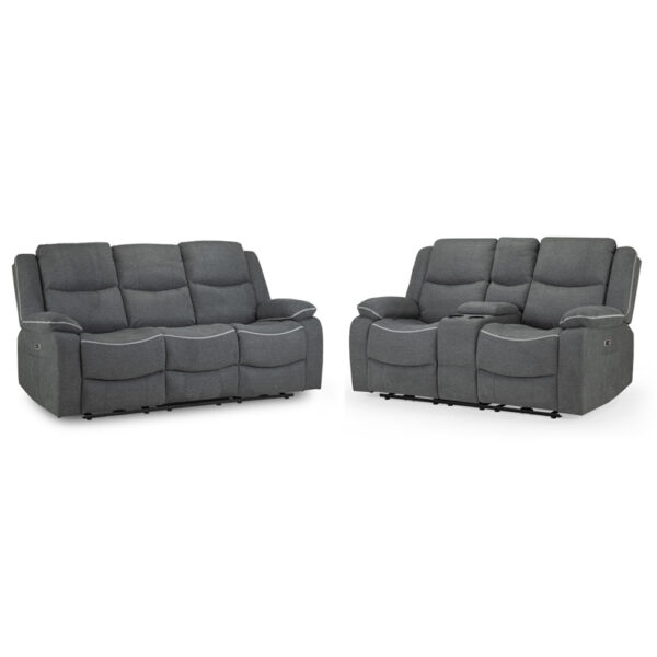 Harris Fabric Electric Recliner 3+2 Seater Sofa Set In Graphite
