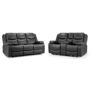 Harris Faux Leather Electric Recliner 3+2 Seater Sofa Set In Black