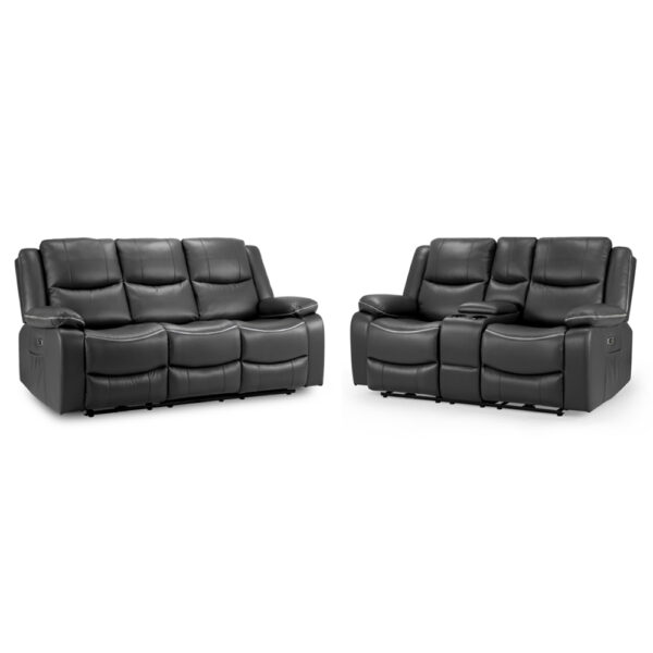 Harris Faux Leather Electric Recliner 3+2 Seater Sofa Set In Black