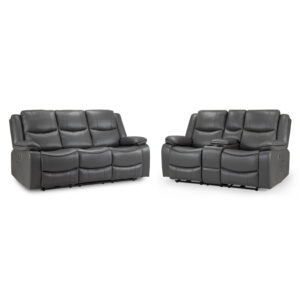 Harris Faux Leather Electric Recliner 3+2 Seater Sofa Set In Grey