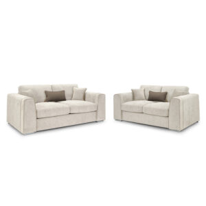 Newnan Fabric 3+2 Seater Sofa Set In Beige