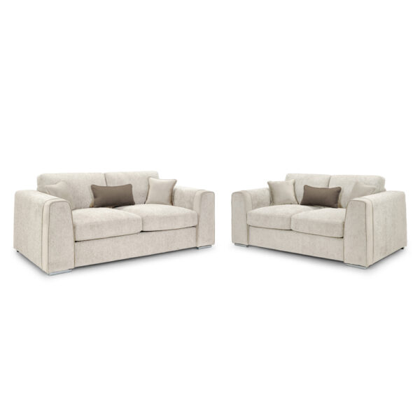 Newnan Fabric 3+2 Seater Sofa Set In Beige